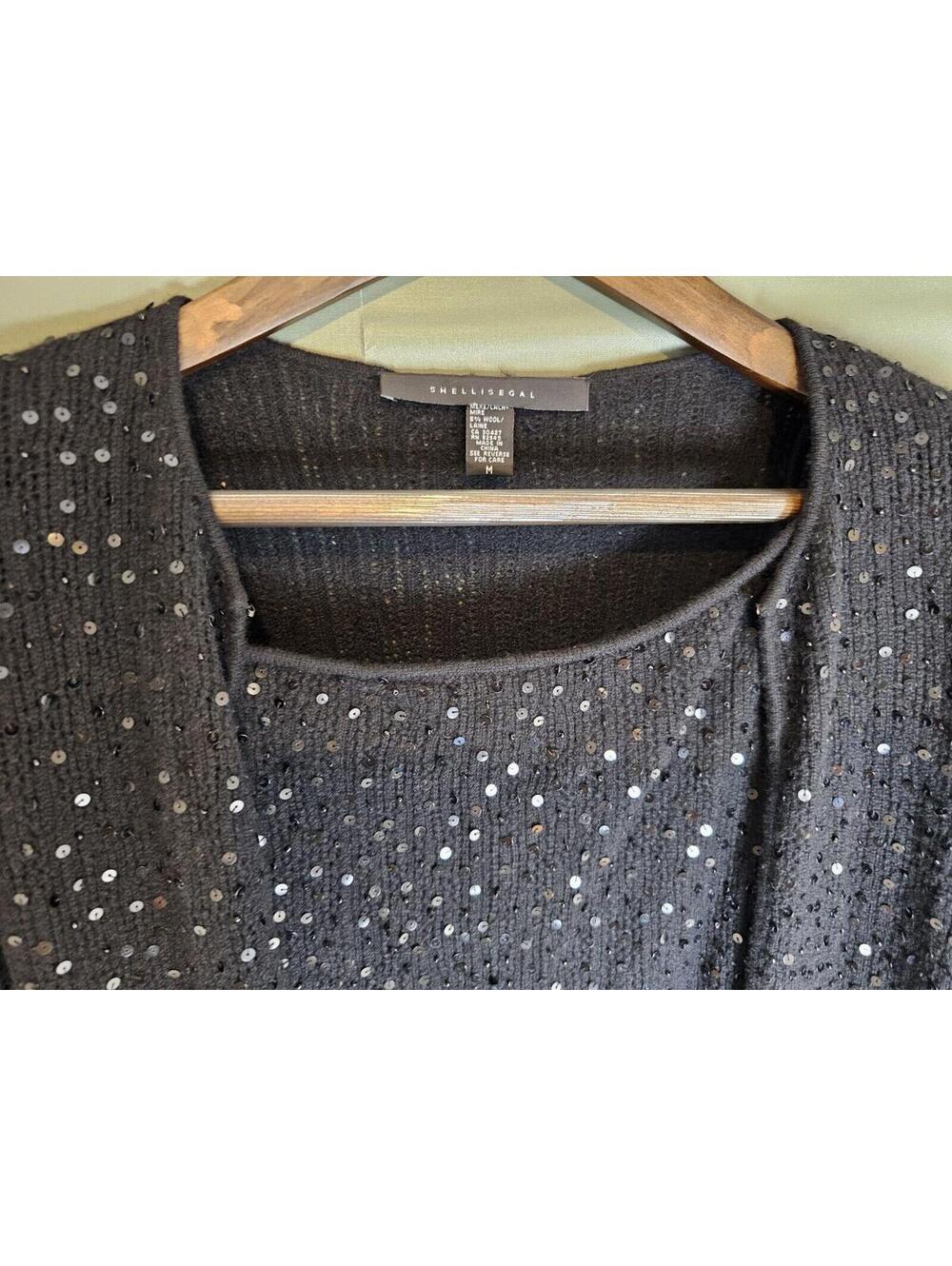 Shelli Segal Top & Cardigan Set Black Womens Size M